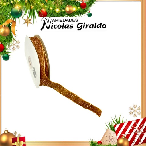 [AL026-152OC] @CINTA DECORATIVA NAVIDEÑA TELA OCRE 10 YARDAS   