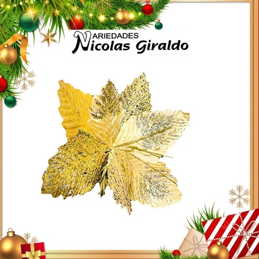 [A3864D] @FLOR NAVIDAD DORADA GRANDE 
