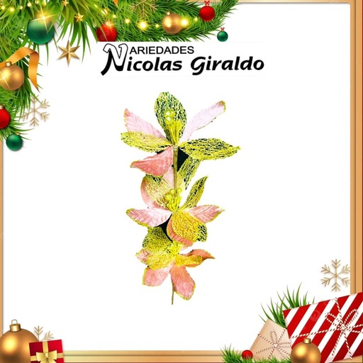 [S3571GRD] @FLOR NAVIDEÑA LARGA X3 PALO DE ROSA 