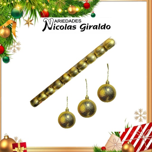 [J814D] @BOLA NAVIDEÑA 6CM X10 DORADA