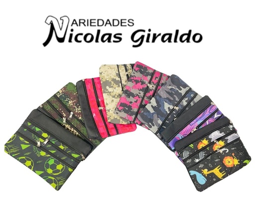 [TEX-093] Cartuchera economica 3 cierre paquete x12 