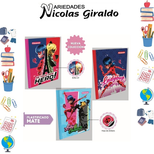 [P4251] Cuaderno cosido primavera 100H cuadro ladybug
