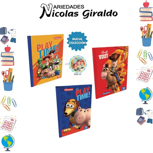 [P4280] Cuaderno cosido primavera 100H cuadro toy story niño