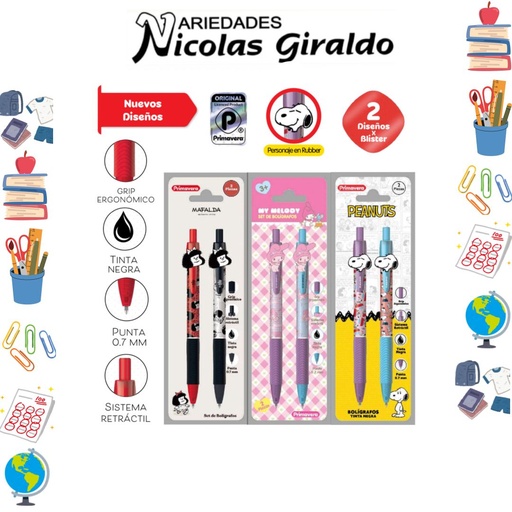 [P4441] Lapicero primavera retractil borrable disney x2  