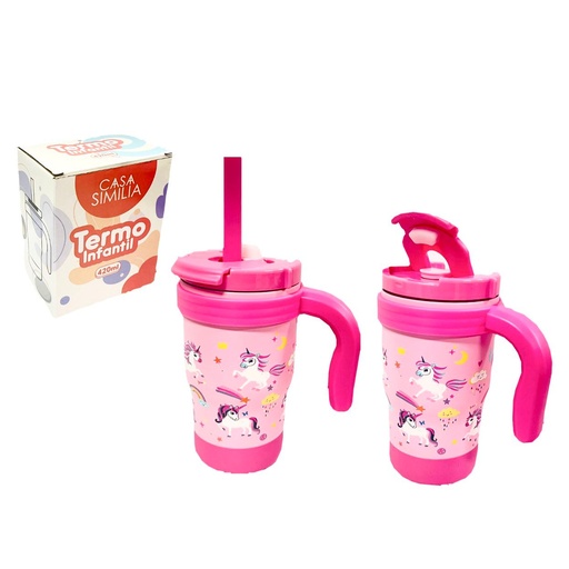 [SM001] Termo metal fino con manija infantil 420ml   