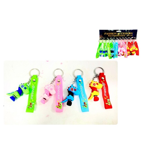 [EMA31160] @Llavero caucho fino dinosaurio correa ancha pqt X12   