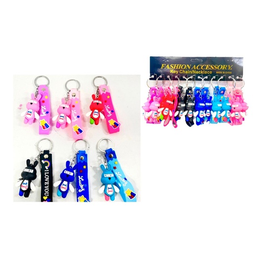 [EMA31166] @Llavero caucho fino oso correa ancha pqt X12   