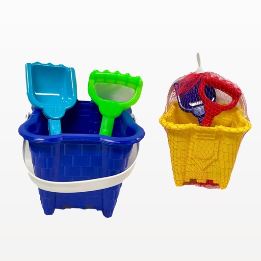 [MT4488] Balde playero castillo grande mundiplas con pala y rastrillo