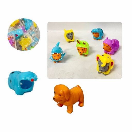 [SE6355] Figura perros mini en goma con disfraz pqt x12