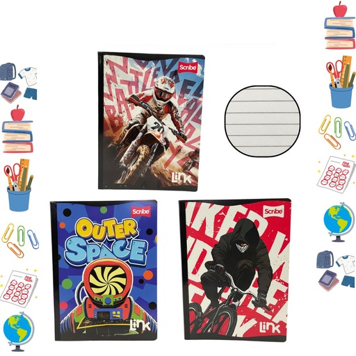 [C30214505] (869770)Cuaderno link sticker cosido 100H masculino raya 