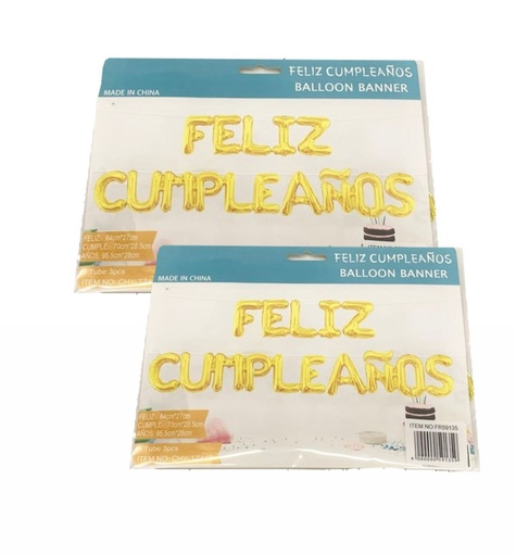 [2D-1745D] Inflable "feliz cumpleaños" letra dorado  