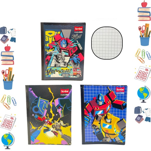 [C30215508] Cuaderno cosido scribe licencia 100H cuadros Transformers 