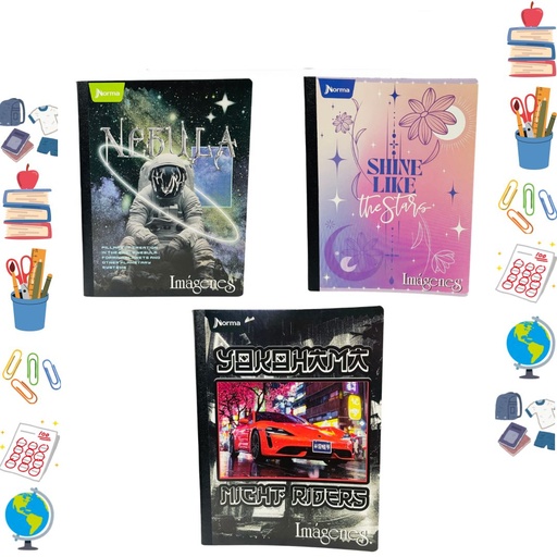 [576077] Cuaderno norma cosido economico 100H rayas surtido