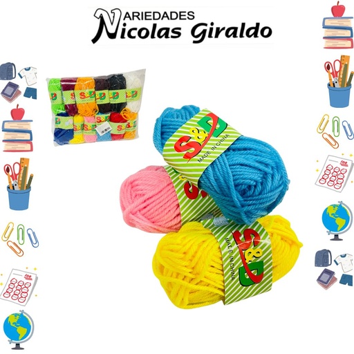 [SE7765C] Lana escolar x12 surtida colores