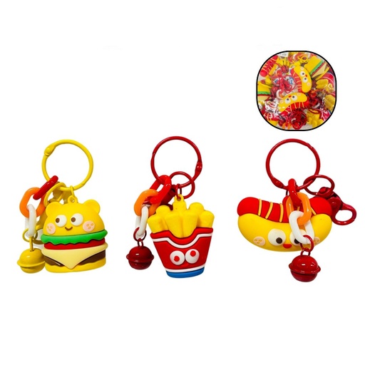 [LA-1703] Llavero grande fino comidas rapidas pqt X12  