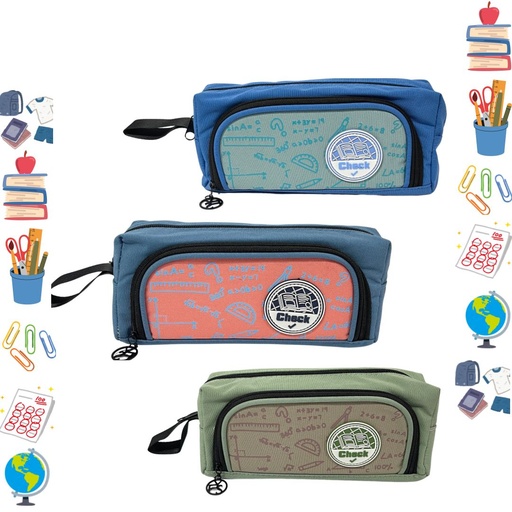 [JD9394] Cartuchera fina check 2 cierre 