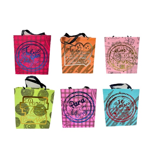 [UN0474] Bolsa regalo cariñito pqñ vertical novedad estampada PQT X12
