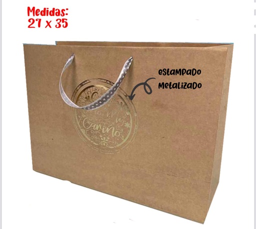 [UN0440] Bolsa regalo cariñito grd horizontal kraft estampada PQT X6