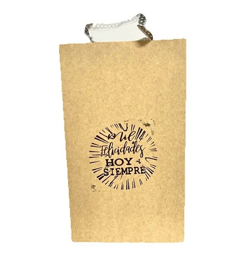 [UN0467] Bolsa regalo cariñito grande vertical kraft estampada PQT X6