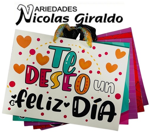 [142019] Bolsa regalo cariñito maxi horizontal color PQT X6