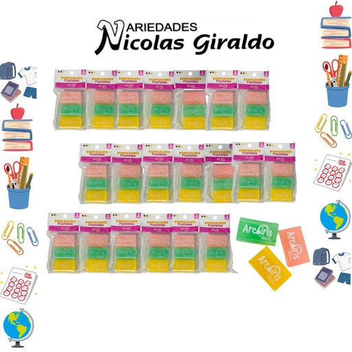 [ETA835] Borrador eterna arcoiris colores x3 PQT X20