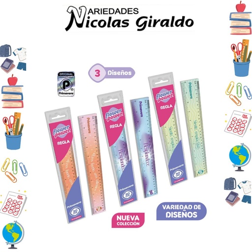 [P415] Regla primavera flower power PQT X12