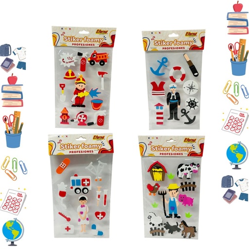 [ET697] Stickers de profesiones foamy eterna pqt x12