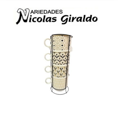 [SE9567] Pocillo tintero x4 con base estampado surtido mediano