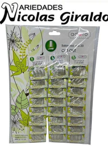 [15120] Uñas adoro CUT-OUT transparente x24 Carton verde