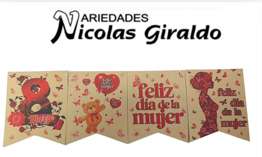 [DM160319] Banderin feliz dia mujer kraft