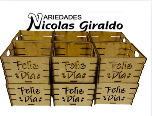 [ANMIBT001] Canasta ancheta laser cuadrada mini feliz dia pqt x12  