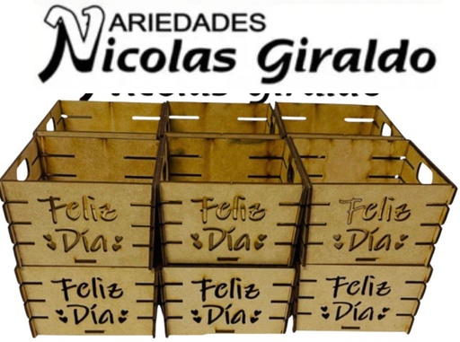 [ANMIBT001] Canasta ancheta laser cuadrada mini feliz dia pqt x12  