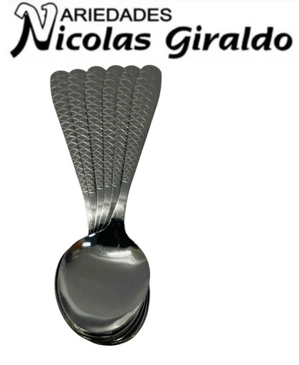 [AK3746] Cuchara metal fina x6 grabada 