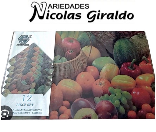 [PTP1484] Individual mesa plastico sencillo x6 mas porta vaso