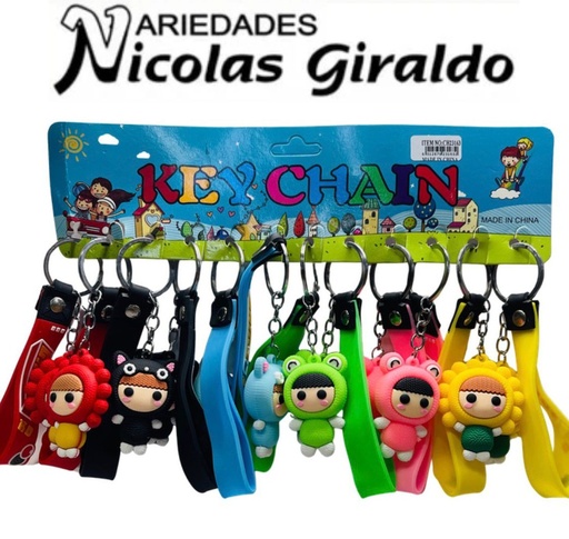 [CH23163] Llavero caucho fino niña disfraz ancha pqt X12 