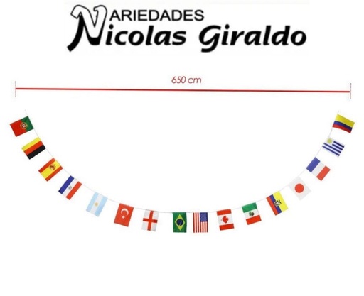 [PTQ1810] Banderin 28CM X21CM 4 metros x16 banderas paises  PQT X12 