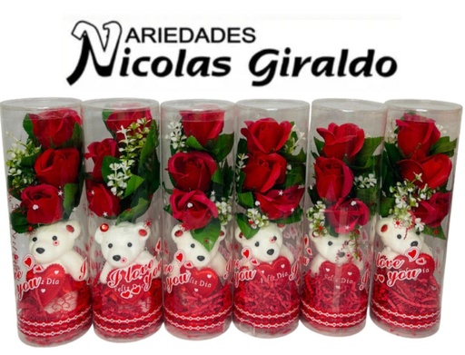 [2D-13901] Detalle acetato redondo grande oso con rosa PQT X6