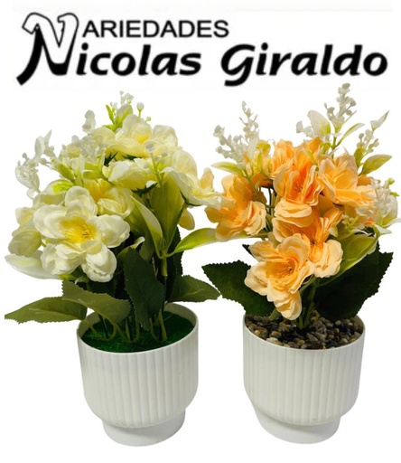 [SE9906] Matera blanca flor artificial rosa 