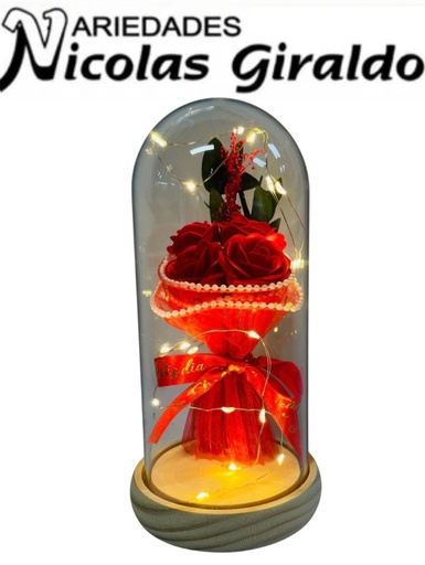 [2D-14018] Urna decorativa rosa luz grande base madera
