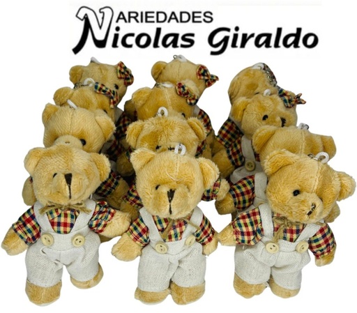 [AP3-2196B] Llavero peluche oso vestido 12CM pqt x12  