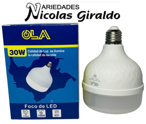 [OLA-M5003] Bombillo ola 30 watts redondo  
