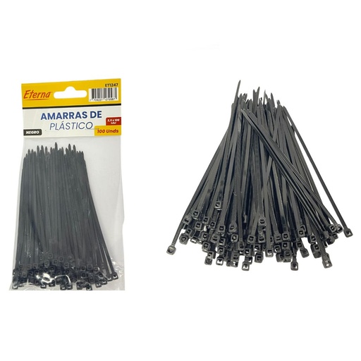 [ET1247] Amarra pequeña negro 10cm PQT X12