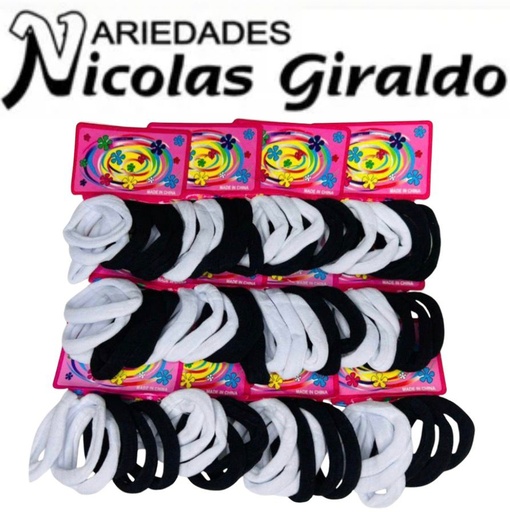 [YNC125-106] @Chulo resorte licra x6 pequeño blanco y negro bolsa x12  