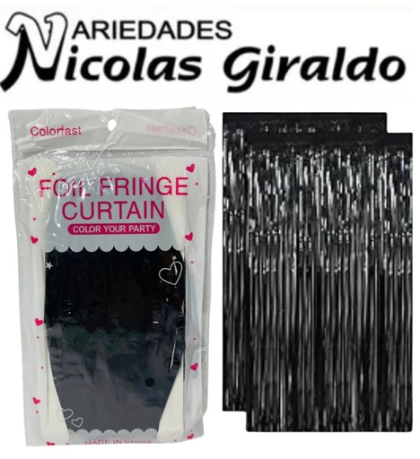 [3S23-418] Cortina fiesta brillante 2x1 negra 
