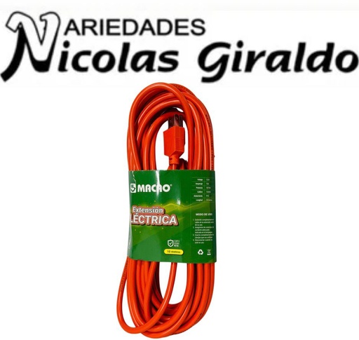 [MC-10M] Extension naranja Macao x10 metros con polo a tierra