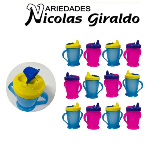 [PRI-017-MX] Vaso bebe fino con tapa pitillo pqt x12