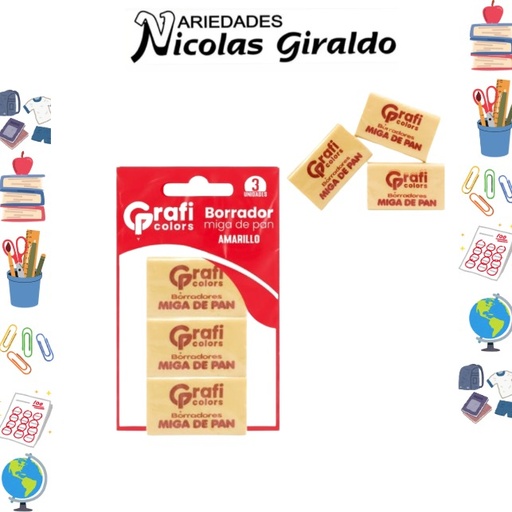 [GR189] Borrador miga de pan beige x3 graficolors