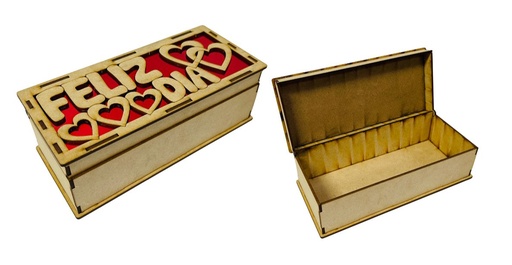 [AG0038] Canasta ancheta laser rectangular con tapa feliz dia pqt x6