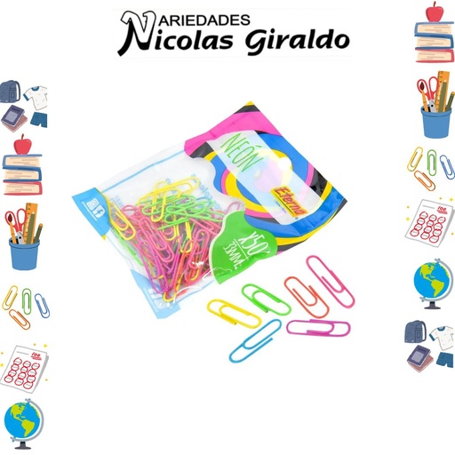 [ET625] Clip neon 33 mm 50 pcs