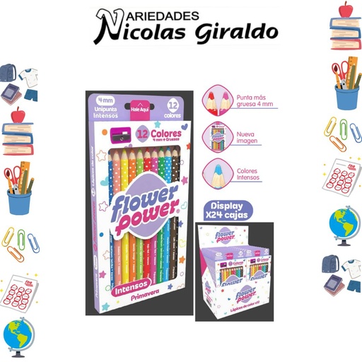 [P360] Color primavera flower power x12